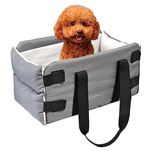 Mittelkonsole Hund Autositz Hund Autositz für kleine Hunde Haustier Abnehmbare Katze Autositz Armlehne Haustier Tragetasche Hund Booster Sitze mit Gurten, Waschbare Armlehne Haustierbett für Katzen, von UKALOU