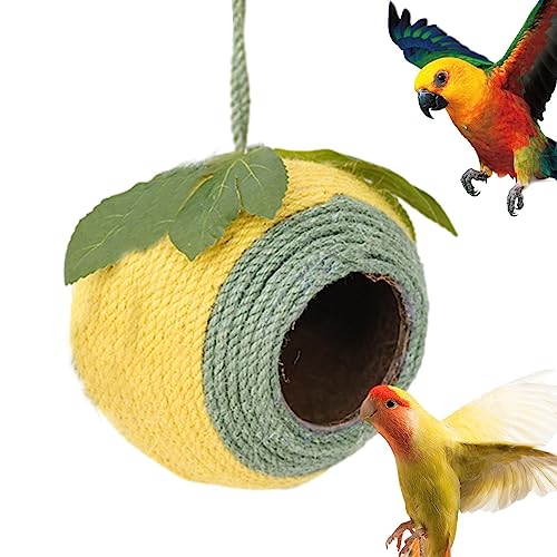 Papagei Kokosnussschalennest - Kokosnussschale Vogelhaus | Natürliche Kokosnussschale Vogelhaus, Handgewebtes Vogelnest für Papageien, Schwalbe, Conures, Spatz Ukalou von UKALOU