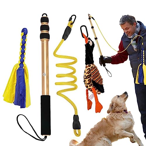 UKALOU Hunde-Flirtstange, ausziehbarer Hundestab, ausziehbarer Teaser-Zauberstab, Haustier-Flirtstick, interaktives Spielzeug für Jagdtraining und Outdoor-Übungen, Flirt-Stick für kleine, mittelgroße von UKALOU