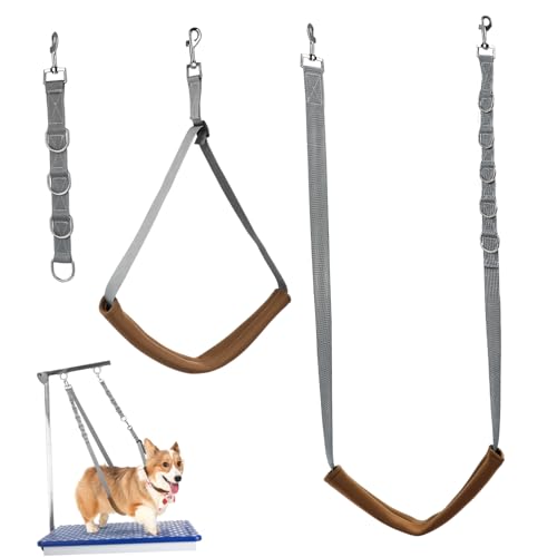 UKCOCO 1 Satz Haustierpflegeset Hundepflegeschlaufen Seile Multi Einstellbar Handhaben Draht Bauchgurte Für Die Hundepflege Mehrere Hundezubehör Schleife Griff Punkt Grey Nylon von UKCOCO