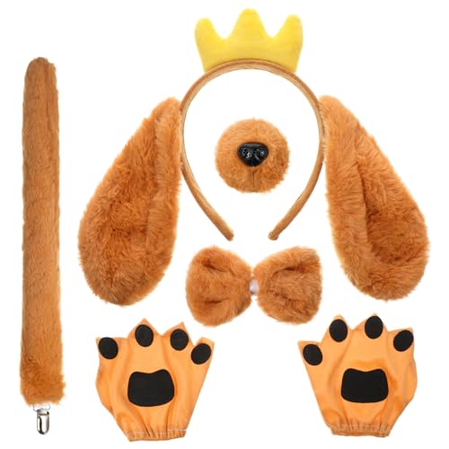 UKCOCO 1 Satz Hundeohren-Stirnband-Set Hundekopfband Hund Nase Kostüm Haarschneidemaschine für Hunde Autositz für Hunde falsche Hundenase Partydekorationen mit Tiermotiven Stoff Yellow von UKCOCO