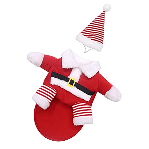 UKCOCO 1 Satz Verwandlungskostüm Für Haustiere Katze Weihnachtsmütze Santa-Katzen-Outfit Weihnachtsmann-kit Katze Weihnachtsmann-Outfit Hundepullover Elf Warme Kleidung Polyester Winter von UKCOCO