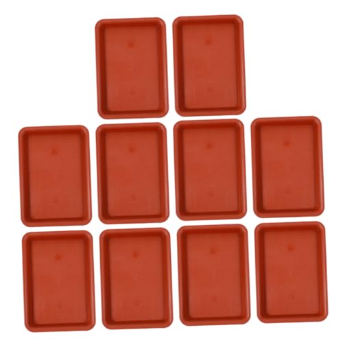 UKCOCO 10 Stück Blumentopf Tablett Untertasse Tropfschalen für Blumentöpfe rechteckige Untersetzer Trog Pflanzen Blumenübertopf Untersetzer Plastikpflanztopf Girlande Blumenerde rot von UKCOCO