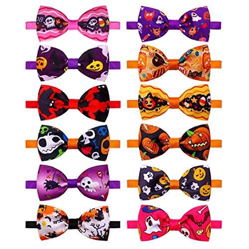 UKCOCO 12 Pcs Halloween Pet Krawatten Pre- Gebunden Polyester Neck Strap Elastische Bowknot für Kleine Medium Katze Hund Geburtstag Kostüm Cosplay (Gemischte Stil) von UKCOCO