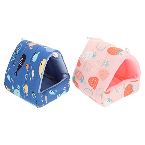 UKCOCO 2Pcs Hamster Warme Bett Kleine Tier Hängematte Schlafen Nest Winter Warme Plüsch Hütte Hideout Cave Hängen Käfig Spielzeug für Hedgehog Ratte Kaninchen Chinchilla Guinea S von UKCOCO