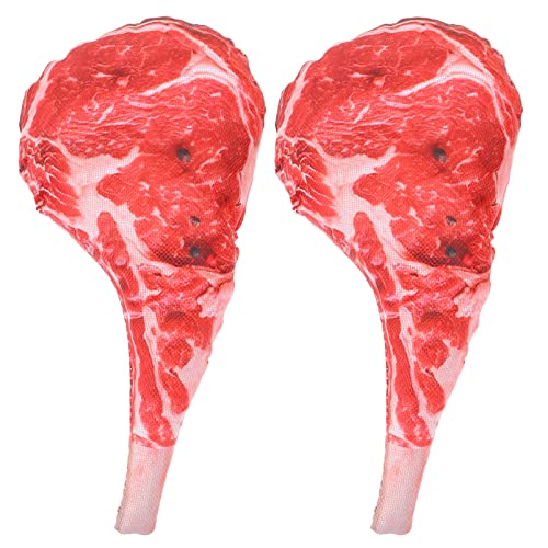 UKCOCO 2Pcs Simulation Food Steak Artificial Lifelike Steak Fake Beef Meat Model Dog Chew Toys for Home Kitchen Cabinet Desk Shops Decor von UKCOCO