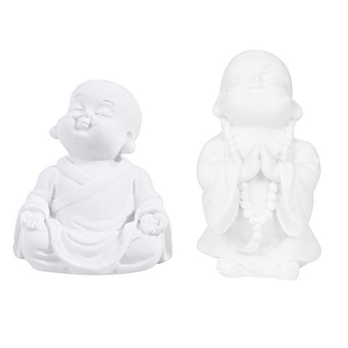 UKCOCO 2st Aquarium Dekoration Zen-Buddha-Statue Desktop-dekor Mönch Schmuck Kleine Mönchsfigur Buddha Maitreya-Statue Gott des Reichtums Figur Kleiner Maitreya-Buddha Harz China Baby von UKCOCO