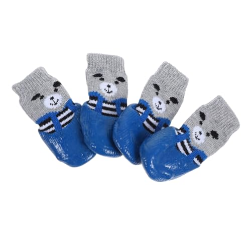 UKCOCO 4 Stück Haustierschuhe Greifer Hund Tragbare Socken für Haustiere Kauer Haustiersocken Haustierpfoten Schutz tragbare Baumwollsocken Wiederverwendbare Pfotenschützer Baumwolle Blue von UKCOCO