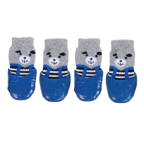 UKCOCO 4 Stück Haustierschuhe Hund Pfote Abs Greifer Stiefeletten Bausatz Welpe Haustiersocken Tragbare Socken für Haustiere tragbare Baumwollsocken kompakte Baumwollsocken Baumwolle Blue von UKCOCO