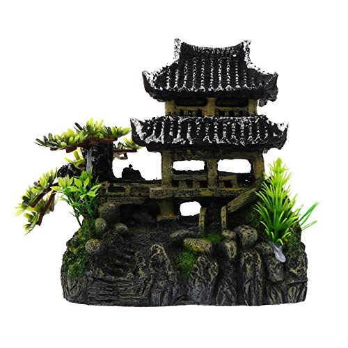 UKCOCO Aquarium Landschaftsbau Aquarienverzierung Aquarium Berg Dekorationen Aquarium-landschaftsgestaltung Realistische Aquariumverzierung Gartenpagodenlaterne Bonsai Miniatur Harz von UKCOCO