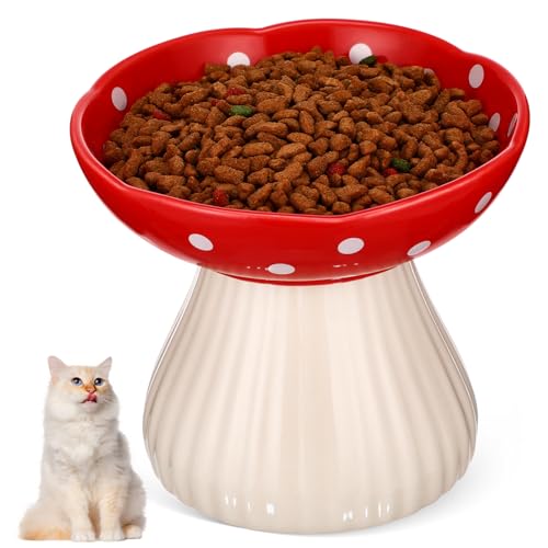 UKCOCO Erhöhter Katzenfutternapf Aus Keramik Hochwertige Schalenförmige Katzenschale Pilzdesign Für Bessere Fütterungsposition Und Einfache Für Kleine Und Große Katzen UKCOCO Erhöhter Katzenfutternapf Aus Keramik Hochwertige Schalenförmige Katzenschale Pilzdesign Für Bessere Fütterungsposition Und Einfache Für Kleine Und Große Katzen von UKCOCO