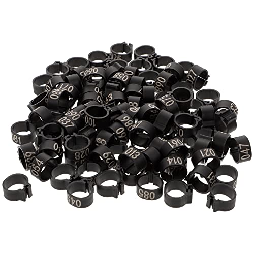 UKCOCO Geflügel Fu?Ring 100Pcs Nummeriert Vogel Bein Bands 10Mm Geflü Bein Ringe Tags Küken Tauben Identifikation Ringe für V? Huhn Wachtel Dove Pigeon Fu? Ringe Schwarz Vogel Fu?Ring von UKCOCO