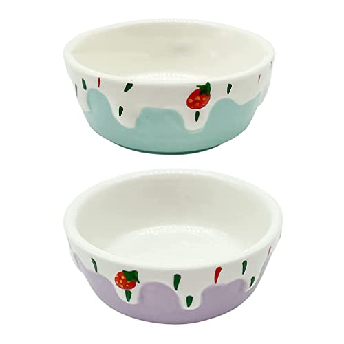 UKCOCO Strawberry Bowl Hamster Food Bowl- Bowl Keramik Lebensmittel Wasserschüssel Tierfutter Gerichte für Bunny Guinea Pig Gerbil Ferret Syrischer Hamster Chinchilla Hamster Futternapf von UKCOCO