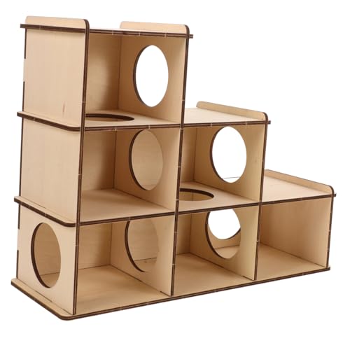 UKCOCO Hamster Labyrinth Hamsterkäfig Hamsterversteck Hamsterspielplatz Hamstertunnel Hamsterspielzeug Hamsterhäuser Hamsterholztunnel Mäusetunnelröhre Hamsterzubehör Beige von UKCOCO