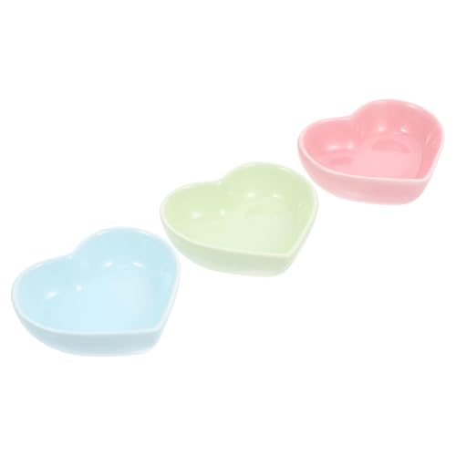 UKCOCO Hamster Schüssel 3 Stück Hamster Keramik Bowlheart- Shape Hamster Fütterungsschale Guinea Pig Food Bowl Hamster Water Bowl Kleine Tierschüssel für Hamster Guinea Pig- Pink Grün von UKCOCO