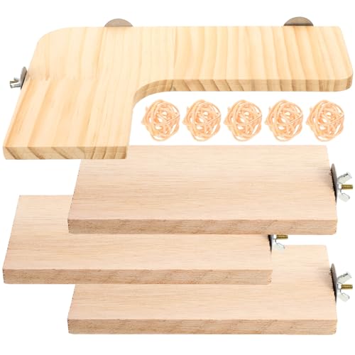 UKCOCO Hamsterkäfig-Zubehör: Holz-Hamsterkäfig-Plattform-Set, L-förmige Holzplattform, springendes Holzbrett, Spielzeug für Chinchilla, Hamster, Meerschweinchen, 9-teiliges Set von UKCOCO