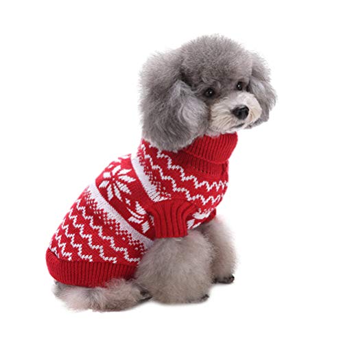 UKCOCO Haustier Pullover Hunde Katze Pullover Hund Strickpullover Schneeflocke Weihnachtspullover Haustier Kleidung Haustier Mantel für Winter Katze Hund Welpen Kätzchen Haustier XL von UKCOCO