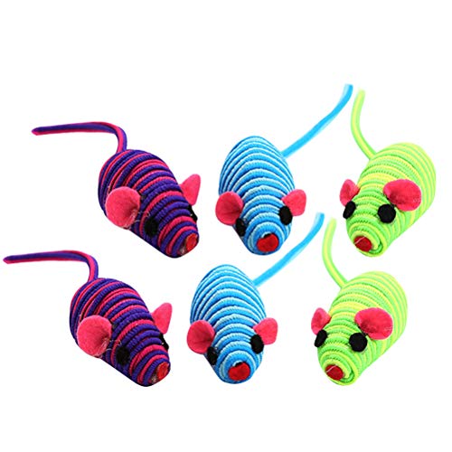 UKCOCO Haustierspielzeug 6pcs Elastic Rope Mouse Toy Lustige Cat Playing Requisiten Cat Teaser Interaktives Spielzeug (zufällige Farbe) von UKCOCO