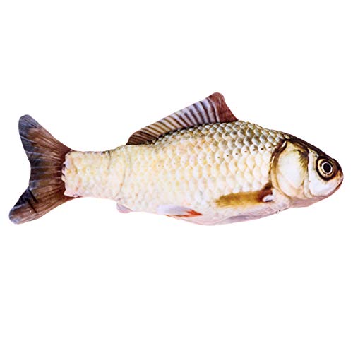 UKCOCO Haustierspielzeug USB Aufladen Künstliches Fischspielzeug Elektrische Fischkatze spielt Fischspielzeug Kätzchen Teaser Lustiges springendes Fischspielzeug (Khaki Grass Carp) von UKCOCO