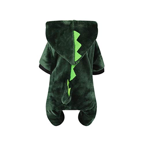 UKCOCO Hund Dinosaurier Kostüm - Lustige Halloween Haustier Dinosaurier Kostüm Warmes Fleece Winter Hund Hoodie Halloween Hund Kleidung Haustier Cosplay Hoodie für Kleine Mittlere Hunde von UKCOCO