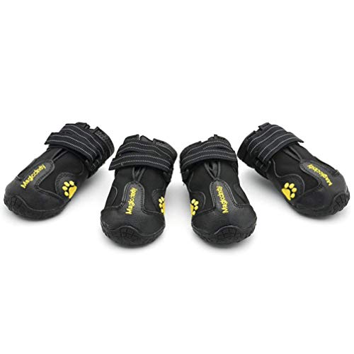 UKCOCO Hundeschuhe Hund Stiefel- 4Pcs Winter Pet Puppy L?ssige Wasserdicht Hund Schuhe Warme Hund Schuhe für Kleine Mittlere Und ?e Hunde Schwarz ??e 5 (Schwarz) von UKCOCO