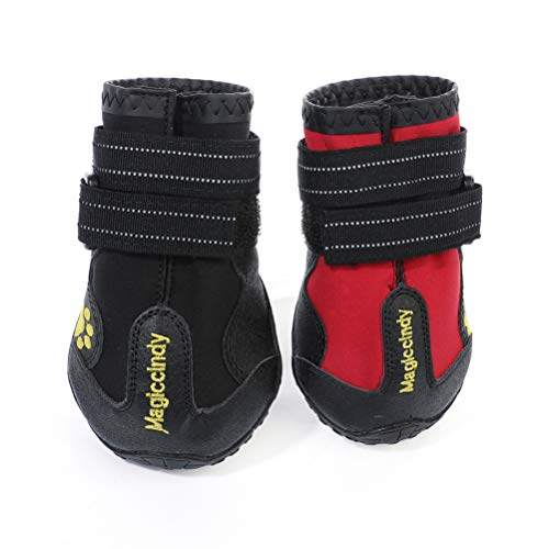 UKCOCO Hundeschuhe Hund Stiefel- 4Pcs Winter Pet Puppy L?ssige Wasserdicht Hund Schuhe Warme Hund Schuhe für Kleine Mittlere Und ?e Hunde Schwarz ??e 5 (Schwarz) von UKCOCO