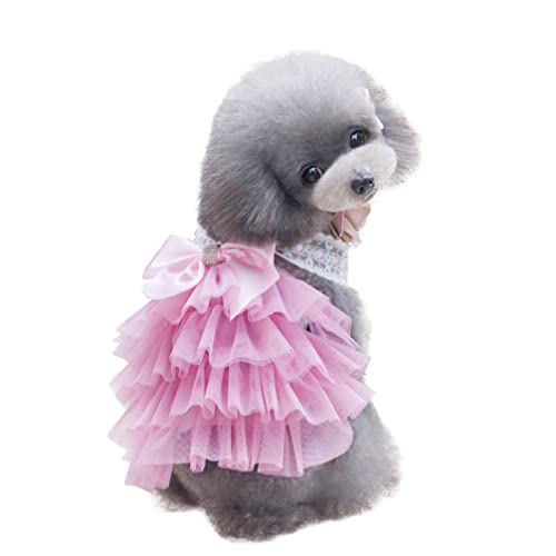 UKCOCO Hundekleider- Welpe Kleidung für Kleine Mittelgroße Hunde Sommer ädchen Welpe Kleidung Outfit Kleidung Weibliche Haustier Hunde Spitze Bowknot Tutu Kleid Haustier für Hunde für von UKCOCO