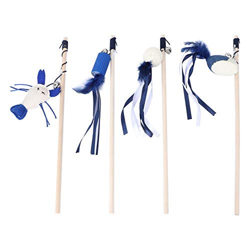 UKCOCO Katze Feder Spielzeug- 4 Pcs Necken Katze Sticks Feder Ring Glocke Interaktive Katze Teasing Spielzeug Pet Teaser Sticks Pet Liefert für Indoor Katzen K?tzchen Interaktive von UKCOCO