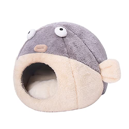 UKCOCO Katze Haus für Den Winter Katze Höhle Bett Niedliche Kugel Fischform Katze Nest Bett Cat Bett Plüsch Katze Häuser für Indoor Katzen Katze Schlafsbett Für Welpen Schlafen Zelt von UKCOCO