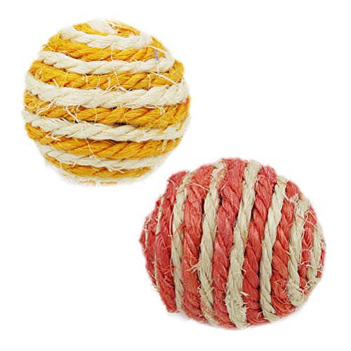 UKCOCO Katzenspielzeug 2 Stück Sisal Ball Kätzchen Teaser Spielen Chew Scratch Pet Cat Toys (zufällige Farbe) von UKCOCO