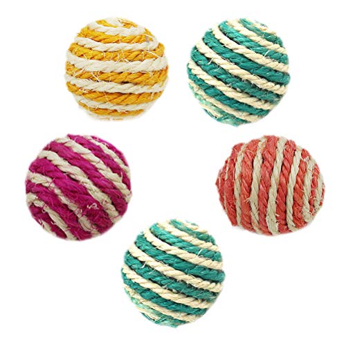 UKCOCO Katzenspielzeug 5 stücke 5 cm Sisal Ball Kätzchen Teaser Spielen Chew Scratch Haustier Katze Spielzeug (Zufällige Farbe) von UKCOCO