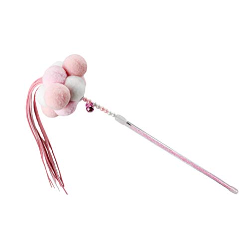 UKCOCO Katzenspielzeug Lustige Haustier Katze Spielzeug Stick Spielzeug Quasten Design Teaser Trainingsstab Stick Kunststoff Floss Spielzeug für Katzen (Rosa) von UKCOCO