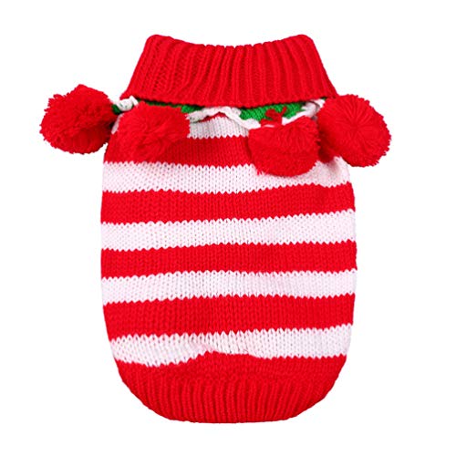 UKCOCO Weihnachtsfeier Hundekostüm Welpen Pullover Haustier-Pullover Hund Weihnachten Pompom Ball Kostüm Kleidung Winterkostüm Für Haustiere Hundeweihnachtspullover Geschenk Warm Halten von UKCOCO