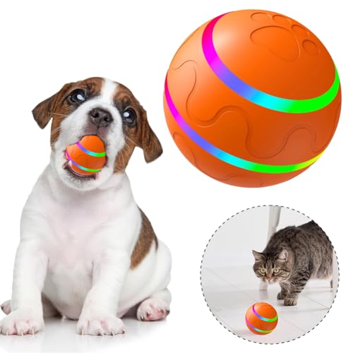 UKETO Interaktiver Katzenspielzeugball, automatisch Springender Ball, Hindernisvermeidung, rotierender Ball mit Fernbedienung, elektrischer Katzenrollball for Katzen Hunde im Innenbereich von UKETO