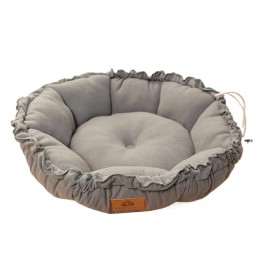 UKJIAHAO Katzenbett,Katzenkorb Winter-Katzennest, Hundenest, Schlafen, Warmhalten, Hundenest, Schrumpfseil, Haustiermatte, Blütenknospentyp(Gray,L-75-75-3cm) von UKJIAHAO