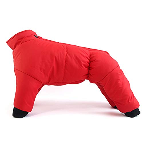 UKKD Hundemantel Hundewintermantel Mäntel Warme Kleidung Kleine Welpen Kleidung Für Bulldog Hunde Haustiere wasserdichte Anzug XXL Haustier Jacken Snowsuit,Rot,M von UKKD