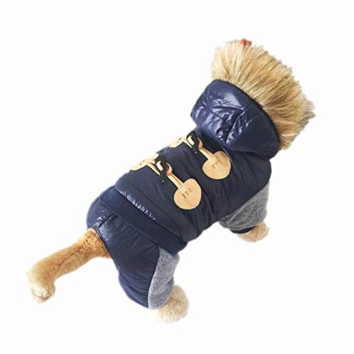 UKKD Hundemantel Verdicken Warme Jacken-Winter-Hundekleidung-Haustier-Mantel-Kleidung Mit Kapuze Overall Warme Kleidung Für Hunde,Blau,S von UKKD