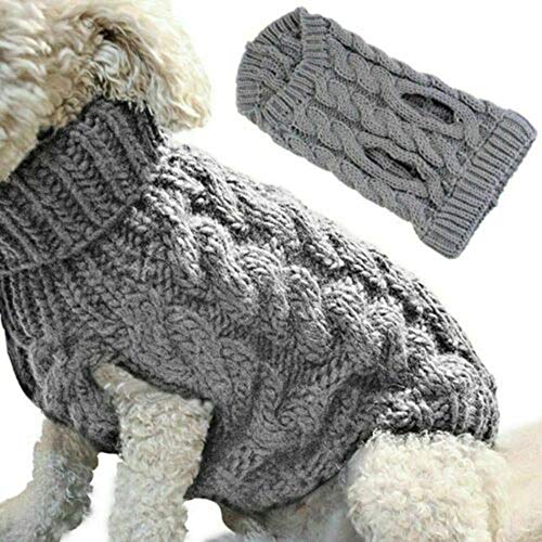 UKKD Hundemantel Warm Hund Katze Sweater Kleidung Winter Turtleneck Strick Haustier-Katze-Welpen-Kleidung-Kostüm Für Kleine Hunde Katzen Chihuahua,02B,L von UKKD