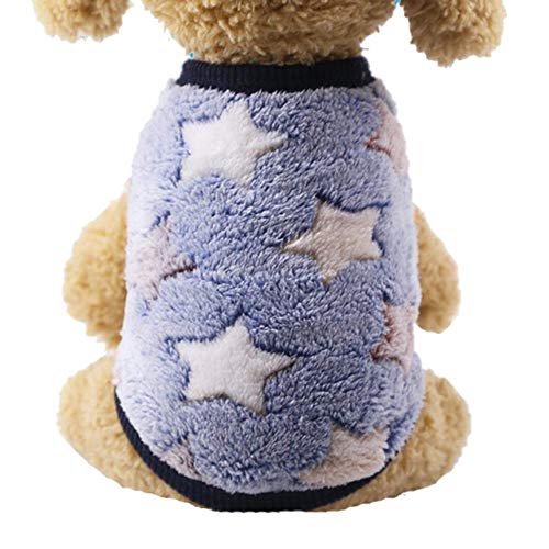 UKKD Hundemantel Weicher Fleece Hund Overall Winter-Hunde-Bekleidung Pyjamas Für Kleine Welpen Coat Hundemode Hundehoodie Kleidung,Navy Blue Star Weste,L von UKKD