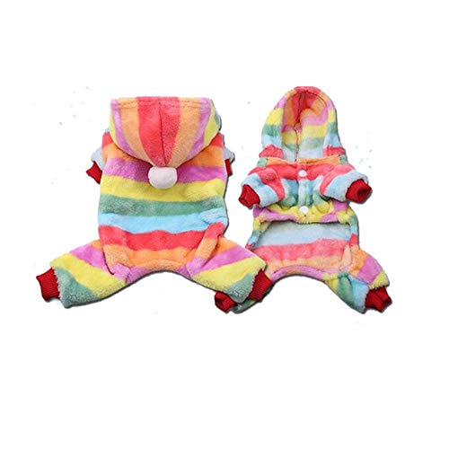 UKKD Hundemantel Weicher Fleece Hund Overall Winter-Hunde-Bekleidung Pyjamas Für Kleine Welpen Coat Hundemode Hundehoodie Kleidung,Regenbogen,L von UKKD