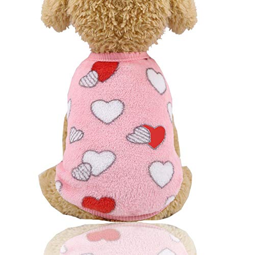 UKKD Hundemantel Weicher Fleece Hund Overall Winter-Hunde-Bekleidung Pyjamas Für Kleine Welpen Coat Hundemode Hundehoodie Kleidung,Rosa Liebe Weste,XXL von UKKD