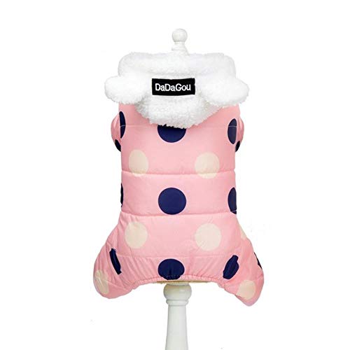 UKKD Hundemantel Winter-Hundekleidung-Mantel-Punkt-Baumwollmantel Verdicken Winter Warme Kleidung Für Kleine Hunde Welpen Sweater Hunde,Rosa,L von UKKD