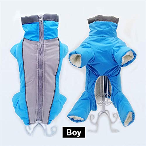 UKKD Hundemantel Winterkleidung Für Hunde Warme wasserdichte Pet-Overall-Hose Männer/Frauen Hund Reflective Kleine Hunde-Bekleidung Welpen,Junge Blau,XXL 18 von UKKD