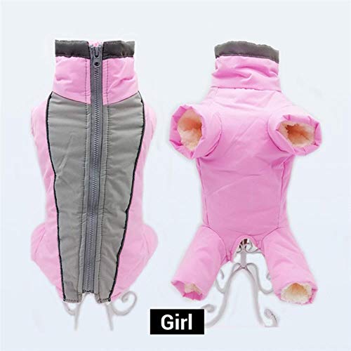 UKKD Hundemantel Winterkleidung Für Hunde Warme wasserdichte Pet-Overall-Hose Männer/Frauen Hund Reflective Kleine Hunde-Bekleidung Welpen,Mädchen Rosa,L 14 von UKKD