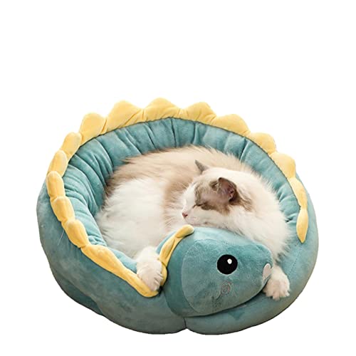 Hundebett Haustier Katze Hund Bett Haus Für Katzen Indoor Warme Kätzchen Kennel Kleine Hundest Katzen Cave-Dinosaur,55X45Cm von UKKO