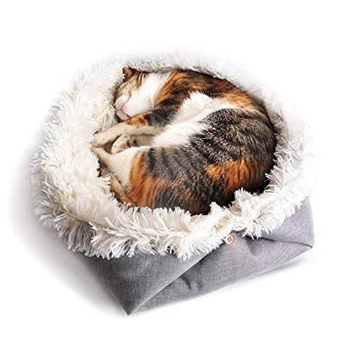 UKKO Haustierbett Haustier Katze Matte Kissenbett Für Katzen Kätzchen Welpen Weiche Plüsch Gemütliche Katze Nest Haustier Bettdecke Kleine Hunde Liefert Winter Warme Liege-White,61X51Cm von UKKO