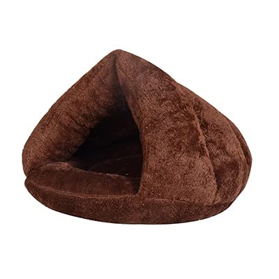 UKKO Haustierbett Haustierbett Für Katzen Hunde Weiche Nest Kennel Bett Höhle Haus Schlafsack Matte Pad Zelt Haustiere Winter Warme Gemütliche Betten-Coffee,for Pets Below 2.5Kg von UKKO