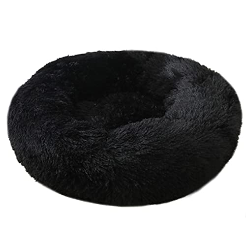 UKKO Haustierbett Runder Hundebett Lange Plüsch Haustierbetten Für Kleine Mittelgroße Haustiere Puppenmatte Kennel Couch Für Hunde Katzenkorb-Black,40Cm Diameter Small von UKKO