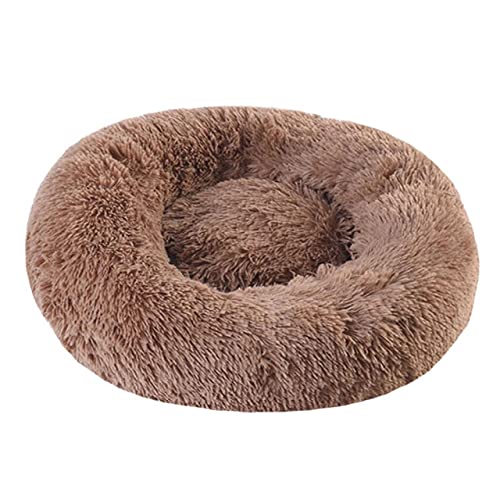 UKKO Haustierbett Runder Hundebett Lange Plüsch Haustierbetten Für Kleine Mittelgroße Haustiere Puppenmatte Kennel Couch Für Hunde Katzenkorb-Coffee,40Cm Diameter Small von UKKO