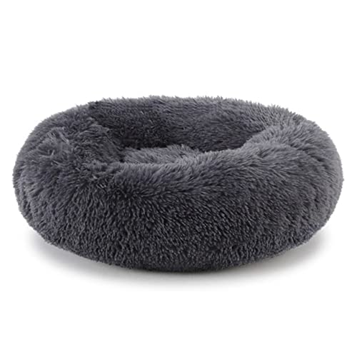 UKKO Haustierbett Runder Hundebett Lange Plüsch Haustierbetten Für Kleine Mittelgroße Haustiere Puppenmatte Kennel Couch Für Hunde Katzenkorb-Dark Gray,40Cm Diameter Small von UKKO